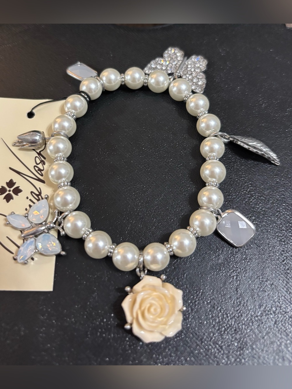 Patricia Nash Stretch FauxPearl Charm Bracelet - Picture 3 of 5